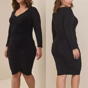 TORRID 6 Plus Size Mini Jersey Bodycon Dress Solid Black Long Sleeve Fitted Sexy